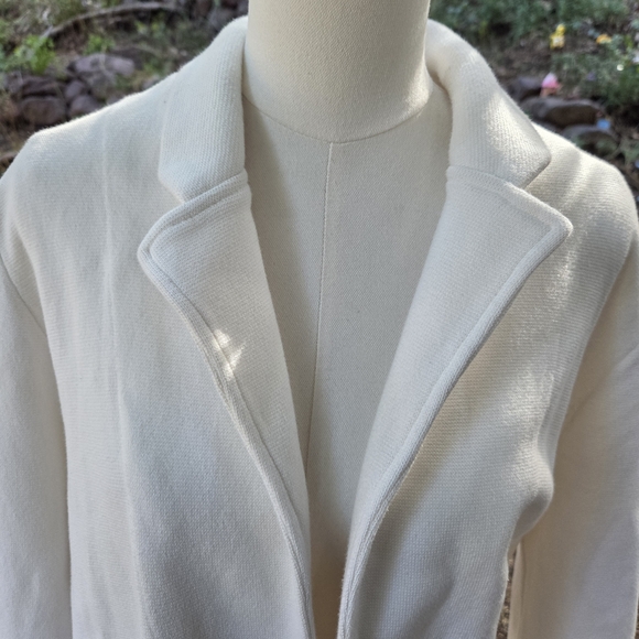 Quince 100% Organic Cotton Ivory White Women's Collared Blazer Cardigan - Picture 4 of 6